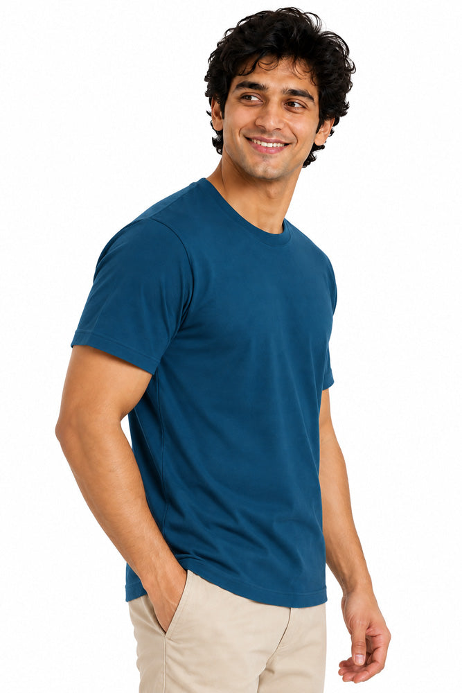 Clothizen Men's Premium 100% Cotton Solid T-Shirt | Black | Round Neck| Half Sleeves | Regular Fit | 180 GSM | Bio-Washed