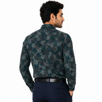 Men's Printed Regular Fit  Semi Formal Shirt | Wine Black | Premium | 100% Cotton | Full Sleeves | Single Chest Pocket