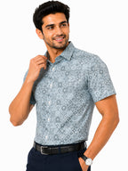 Men's Printed Slim Fit Semi Formal Shirt | Premium | 100% Cotton | Half Sleeves | Single Chest Pocket