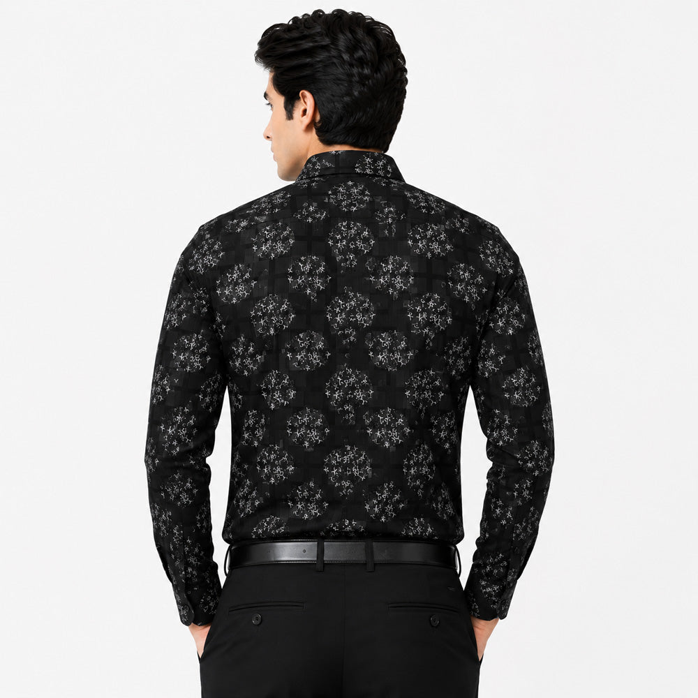 Men's Printed Regular Fit Semi Formal Shirt | Premium | 100% Cotton | Full Sleeves | Single Chest Pocket