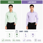 Clothizen Men's Solid Formal Shirt pack of 2 | Green | Lavender | Premium | Cotton Enriched | Full Sleeves | Comfort Fit | Single Chest Pocket