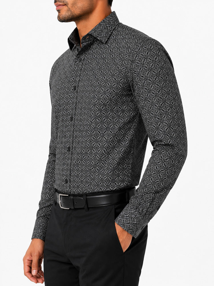 Men's Striped Smart Fit Semi Formal Shirt | Black | Premium | 100% Cotton | Full Sleeves | Single Chest Pocket