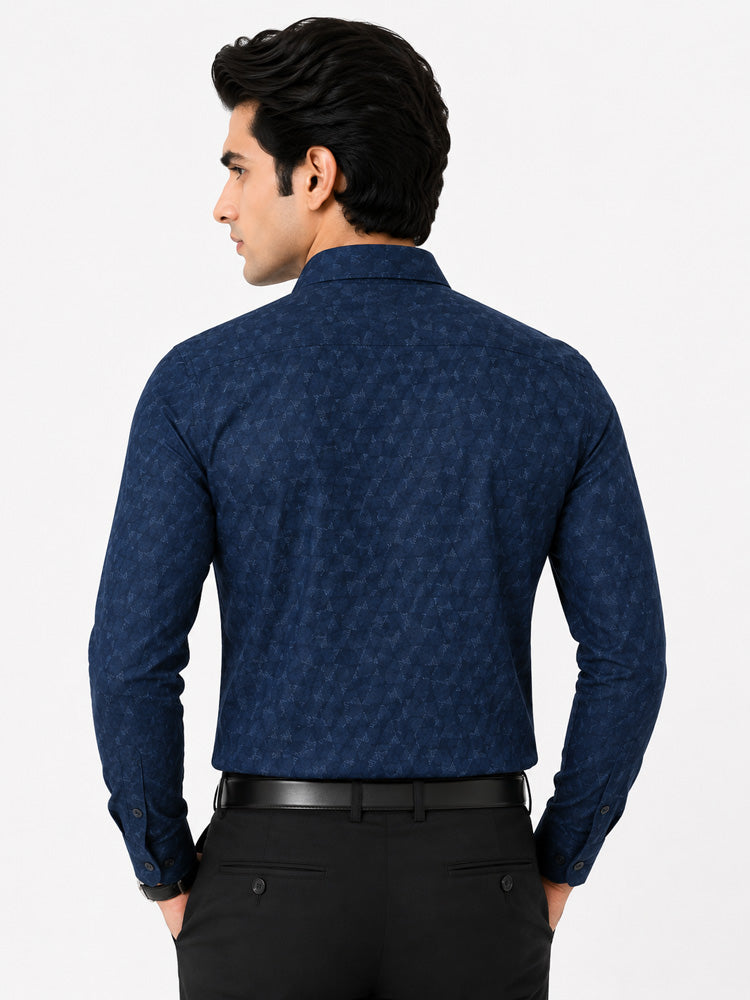 Men's Printed Regular Fit Semi Formal Shirt | Premium | 100% Cotton | Full Sleeves | Single Chest Pocket