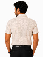Men's Printed Slim Fit Semi Formal Shirt | Light Beige| Premium | Cotton | Half Sleeves | Single Chest Pocket