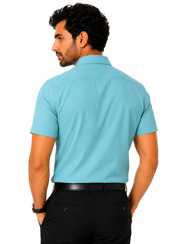 Men's Solid Formal Shirt | Light Grey | Premium | Cotton | Half Sleeves | Single Chest Pocket