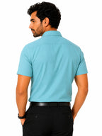 Men's Solid Formal Shirt | Light Grey | Premium | Cotton | Half Sleeves | Single Chest Pocket