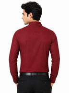 Clothizen Men's Solid Formal Shirt | Deep Maroon | Premium | Cotton Enriched | Full Sleeves | Comfort Fit | Single Chest Pocket