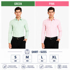 Clothizen Men's Solid Formal Shirt pack of 2 | Green | Pink | Premium | Cotton Enriched | Full Sleeves | Comfort Fit | Single Chest Pocket