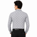 Men's Printed Regular Fit Semi Formal Shirt | Cream | Premium | Cotton Enriched | Full Sleeves | Single Chest Pocket