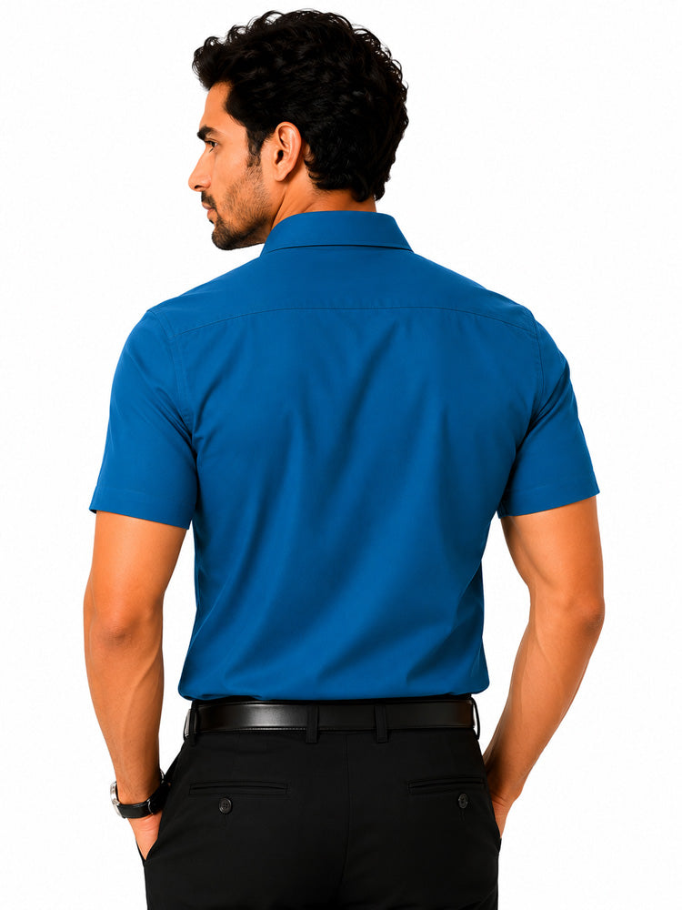 Men's Solid Formal Shirt | Light Grey | Premium | Cotton | Half Sleeves | Single Chest Pocket