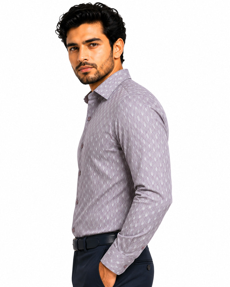 Men's Printed Regular Fit Formal Shirt | Aqua Blue | Premium |100% Satin Cotton | Full Sleeves | Single Chest Pocket