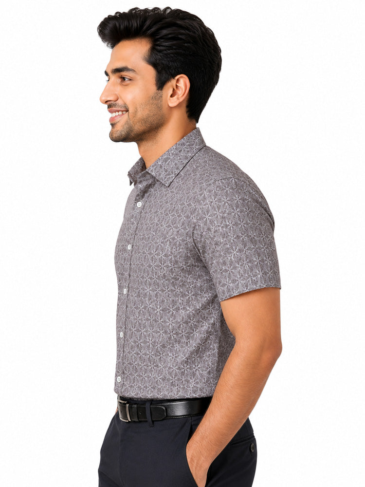 Men's Printed Slim Fit Semi Formal Shirt | Premium | 100% Cotton | Half Sleeves | Single Chest Pocket