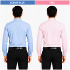 Clothizen Men's Solid Formal Shirt pack of 2 Medium Blue | Pink| Premium | Cotton Enriched | Full Sleeves | Comfort Fit | Single Chest Pocket