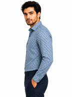 Men's Printed Regular Fit Formal Shirt | Aqua Blue | Premium |100% Satin Cotton | Full Sleeves | Single Chest Pocket