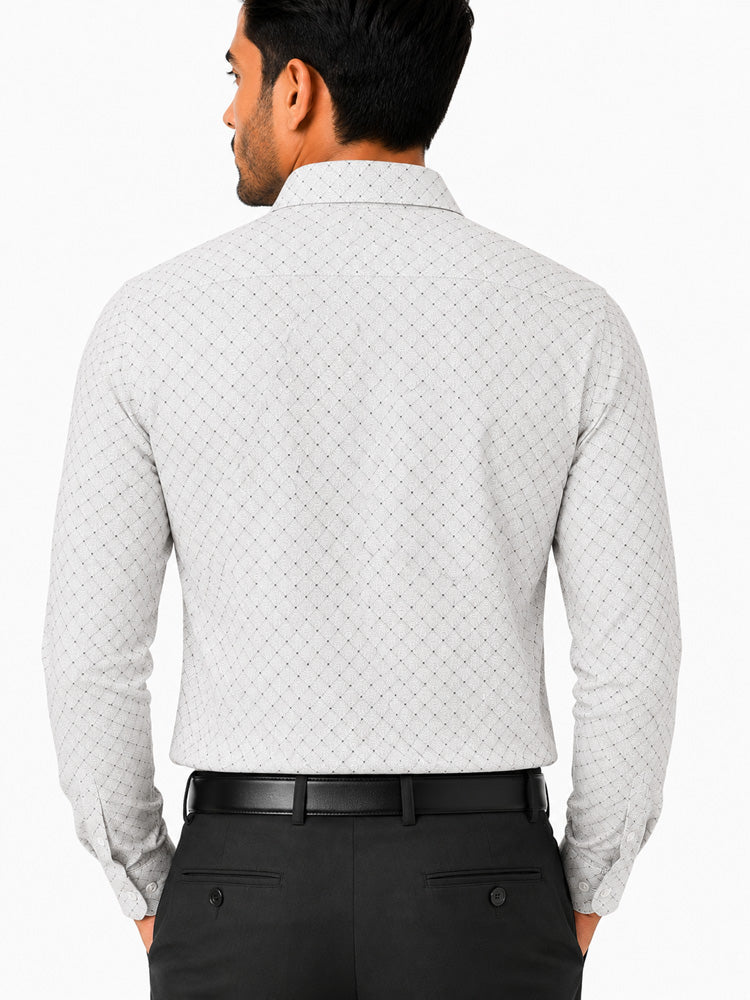 Men's Striped Smart Fit Semi Formal Shirt | Cream | Premium | 100% Cotton | Full Sleeves | Single Chest Pocket