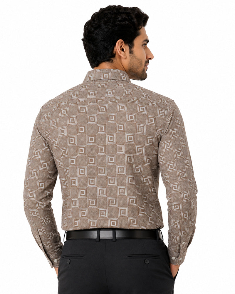 Men's Printed Regular Fit  Semi   Formal Shirt | Premium | 100% Cotton | Full Sleeves | Single Chest Pocket