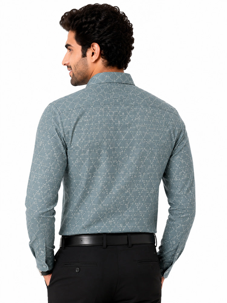 Men's Printed Regular Fit Semi Formal Shirt | Premium | 100% Cotton | Full Sleeves | Single Chest Pocket