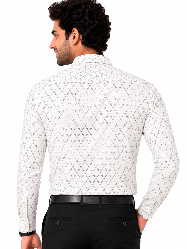 Men's Printed Regular Fit Semi Formal Shirt | Premium | 100% Cotton | Full Sleeves | Single Chest Pocket