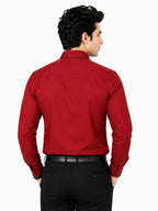 Clothizen Men's Solid Formal Shirt | Deep Maroon | Premium | Cotton Enriched | Full Sleeves | Comfort Fit | Single Chest Pocket