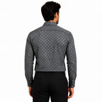 Men's Printed Regular Fit Formal Shirt | Black | Premium | 100% Cotton | Full Sleeves | Single Chest Pocket