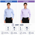 Clothizen Men's Solid Formal Shirt pack of 2 Medium Blue | Lavender | Premium | Cotton Enriched | Full Sleeves | Comfort Fit | Single Chest Pocket