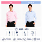 Clothizen Men's Solid Formal Shirt pack of 2 Light Blue | Pink | Premium | Cotton Enriched | Full Sleeves | Comfort Fit | Single Chest Pocket