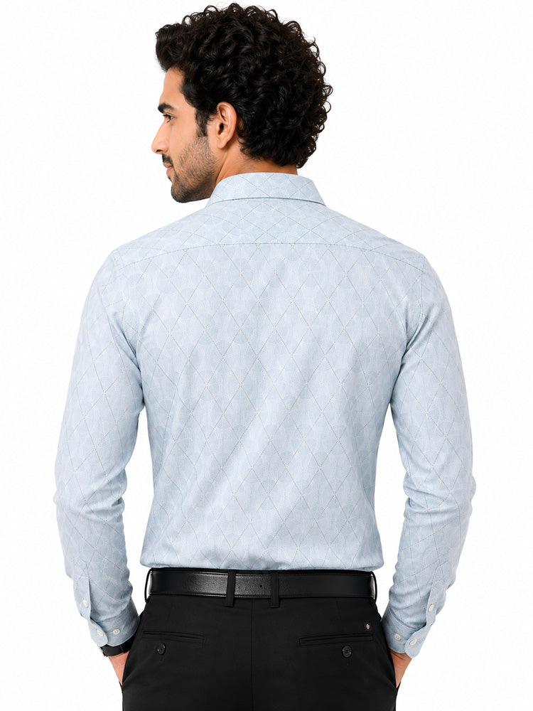 Men's Printed Regular Fit Semi Formal Shirt |  Premium | 100% Cotton | Full Sleeves | Single Chest Pocket