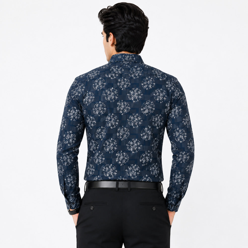 Men's Printed Regular Fit Semi Formal Shirt | Premium | 100% Cotton | Full Sleeves | Single Chest Pocket