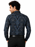 Men's Printed Regular Fit  Semi   Formal Shirt | Coffee Brown | Premium | 100% Cotton | Full Sleeves | Single Chest Pocket