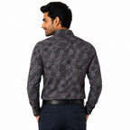 Men's Printed Regular Fit  Semi Formal Shirt | Wine Black | Premium | 100% Cotton | Full Sleeves | Single Chest Pocket