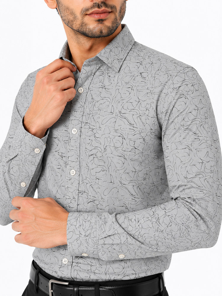 Men's Printed Regular Fit Formal Shirt | Aqua Green | Premium |100% Satin Cotton | Full Sleeves | Single Chest Pocket