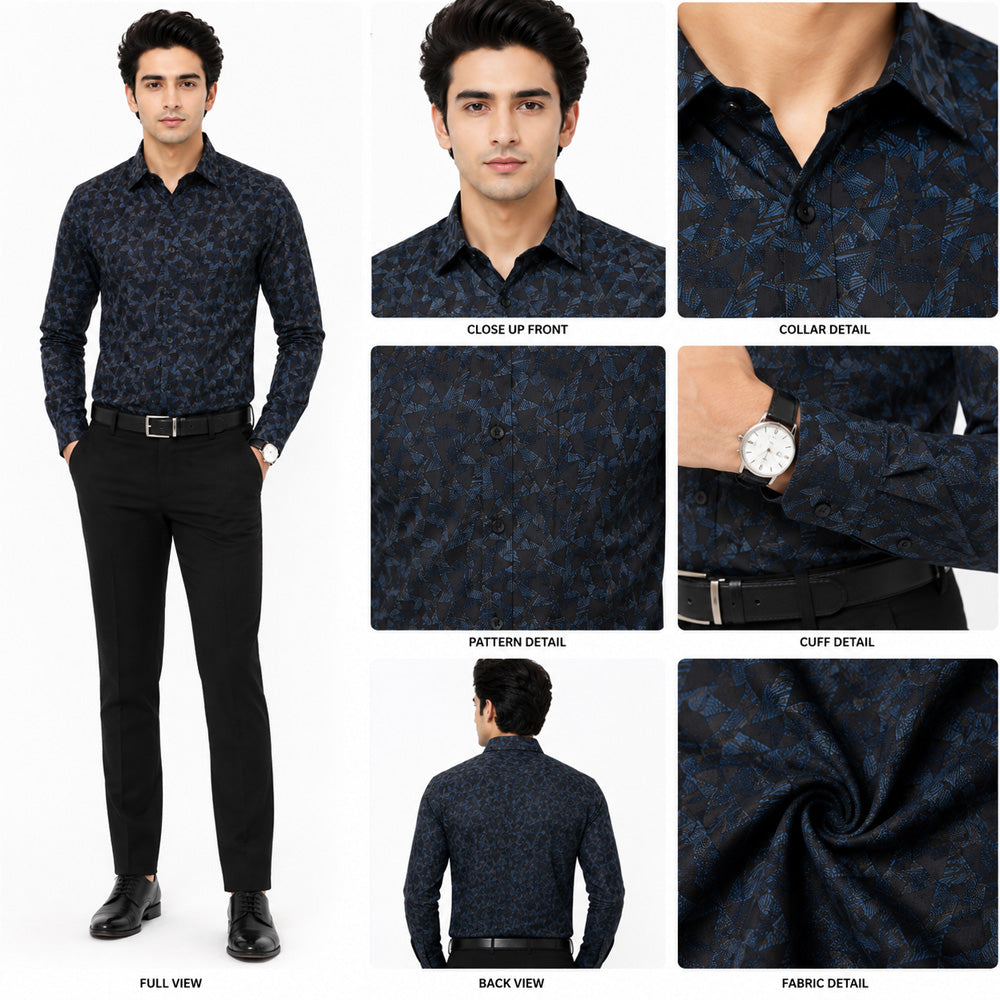 Men's Printed Regular Fit Semi Formal Shirt | Premium | 100% Cotton | Full Sleeves | Single Chest Pocket