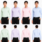 Clothizen Men's Solid Formal Shirt pack of 4 | Medium Blue| Green | Lavender | Pink | Premium | Cotton Enriched | Full Sleeves | Comfort Fit | Single Chest Pocket