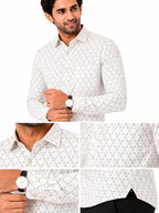 Men's Printed Regular Fit Semi Formal Shirt | Premium | 100% Cotton | Full Sleeves | Single Chest Pocket