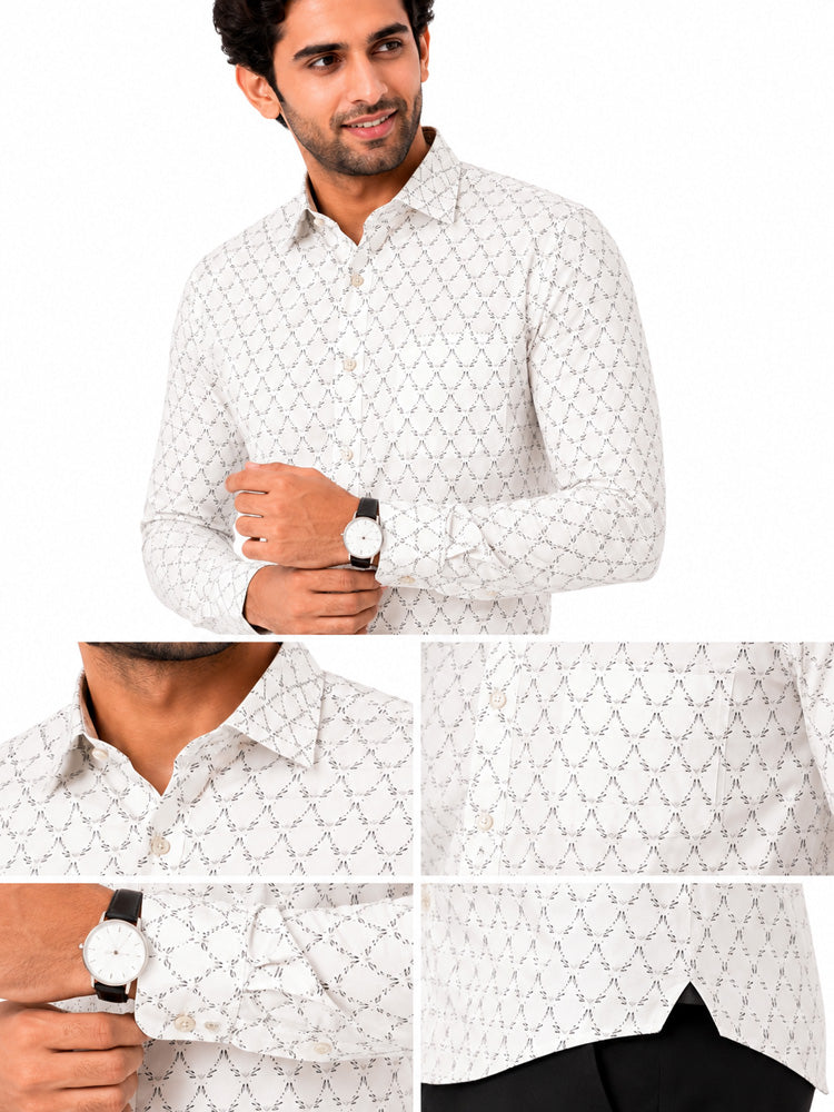 Men's Printed Regular Fit Semi Formal Shirt | Premium | 100% Cotton | Full Sleeves | Single Chest Pocket