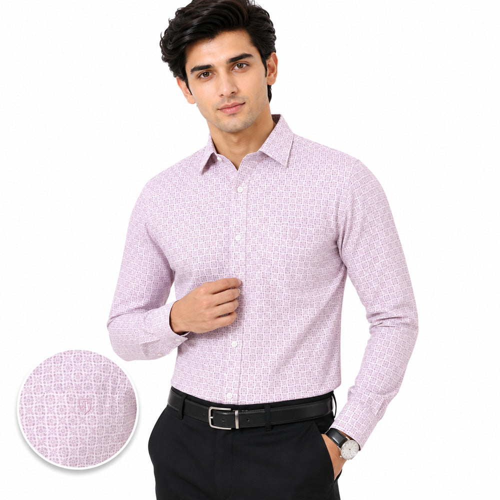 Men's Printed Regular Fit Semi Formal Shirt | Premium | 100% Cotton | Full Sleeves | Single Chest Pocket