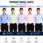 Clothizen Men's Solid Formal Shirt pack of 5 | Medium Blue| Green | Lavender | Pink | Light Blue | Premium | Cotton Enriched | Full Sleeves | Comfort Fit | Single Chest Pocket