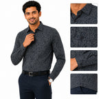 Men's Printed Regular Fit  Semi Formal Shirt | Black | Premium | 100% Cotton | Full Sleeves | Single Chest Pocket