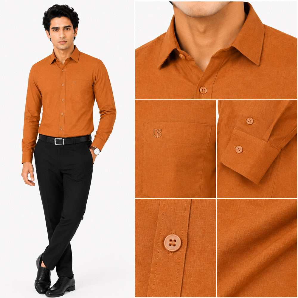 Clothizen Men's Solid Formal Shirt | Deep Maroon | Premium | Cotton Enriched | Full Sleeves | Comfort Fit | Single Chest Pocket