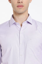 Clothizen Men's Solid Formal Shirt | Lavender | Premium | Cotton Enriched | Full Sleeves | Comfort Fit | Single Chest Pocket