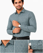 Men's Printed Regular Fit Semi Formal Shirt | Premium | 100% Cotton | Full Sleeves | Single Chest Pocket