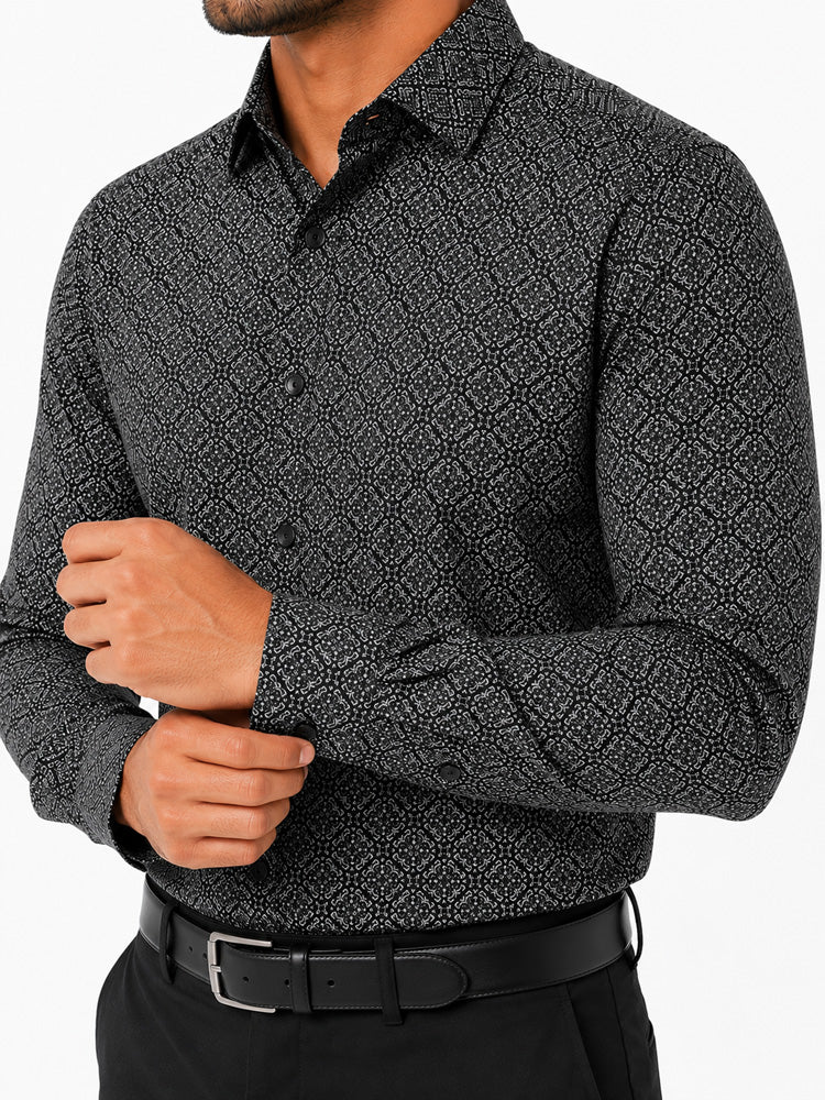 Men's Striped Smart Fit Semi Formal Shirt | Black | Premium | 100% Cotton | Full Sleeves | Single Chest Pocket Secondary image