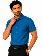 Men's Solid Formal Shirt | Light Grey | Premium | Cotton | Half Sleeves | Single Chest Pocket