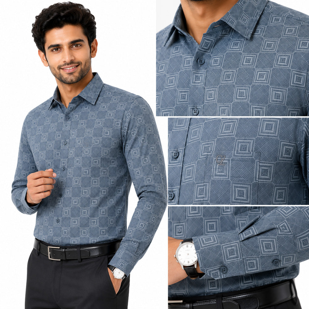 Men's Printed Regular Fit  Semi   Formal Shirt | Premium | 100% Cotton | Full Sleeves | Single Chest Pocket