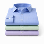 Clothizen Men's Solid Formal Shirt pack of 3 | Green | Lavender | Medium Blue | Premium | Cotton Enriched | Full Sleeves | Comfort Fit | Single Chest Pocket