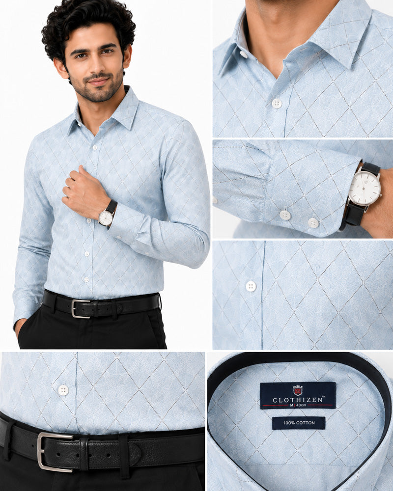 Men's Printed Regular Fit Semi Formal Shirt |  Premium | 100% Cotton | Full Sleeves | Single Chest Pocket