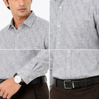 Men's Printed Regular Fit Semi Formal Shirt | Cream | Premium | Cotton Enriched | Full Sleeves | Single Chest Pocket