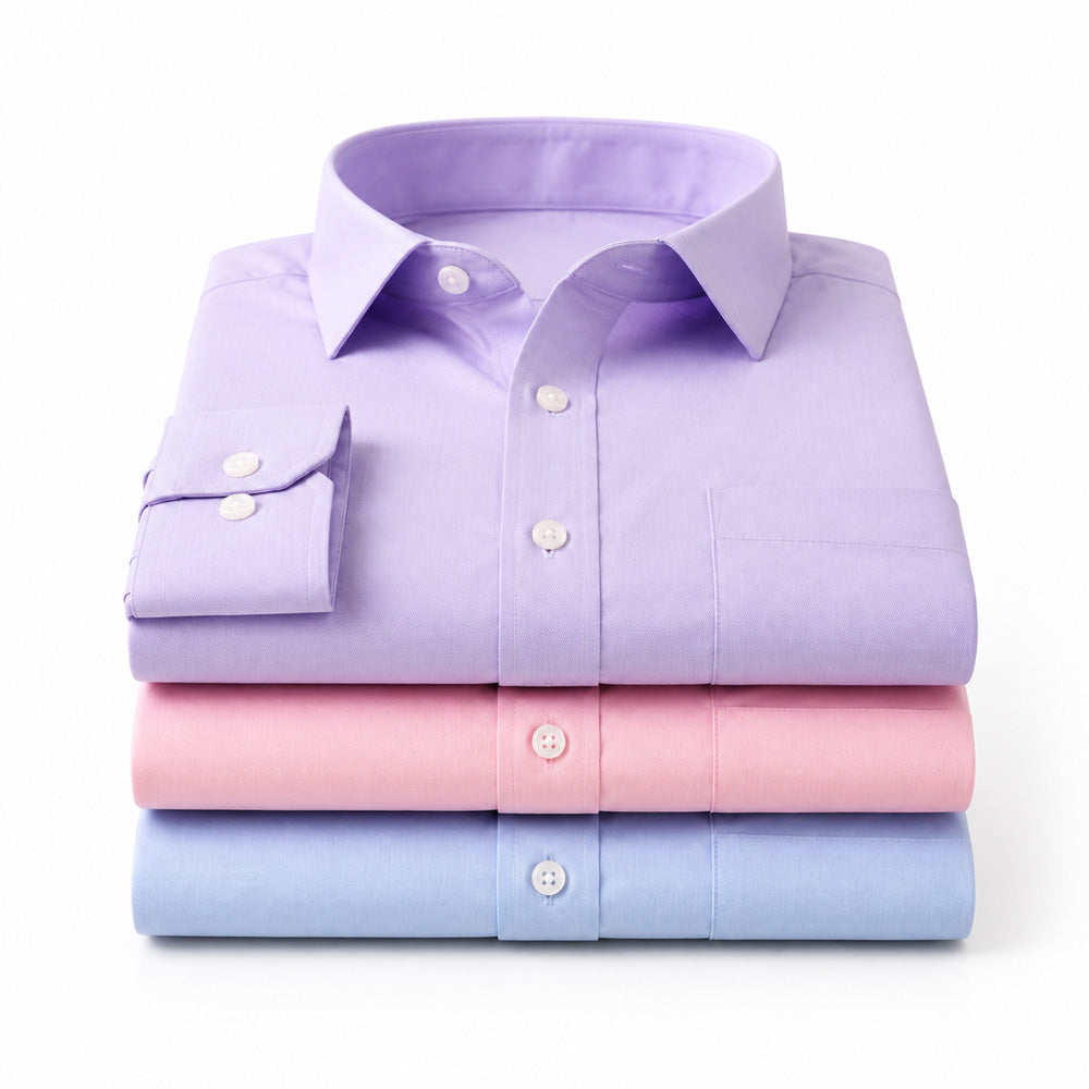 Clothizen Men's Solid Formal Shirt pack of 3 | Light Blue | Lavender | Pink | Premium | Cotton Enriched | Full Sleeves | Comfort Fit | Single Chest Pocket