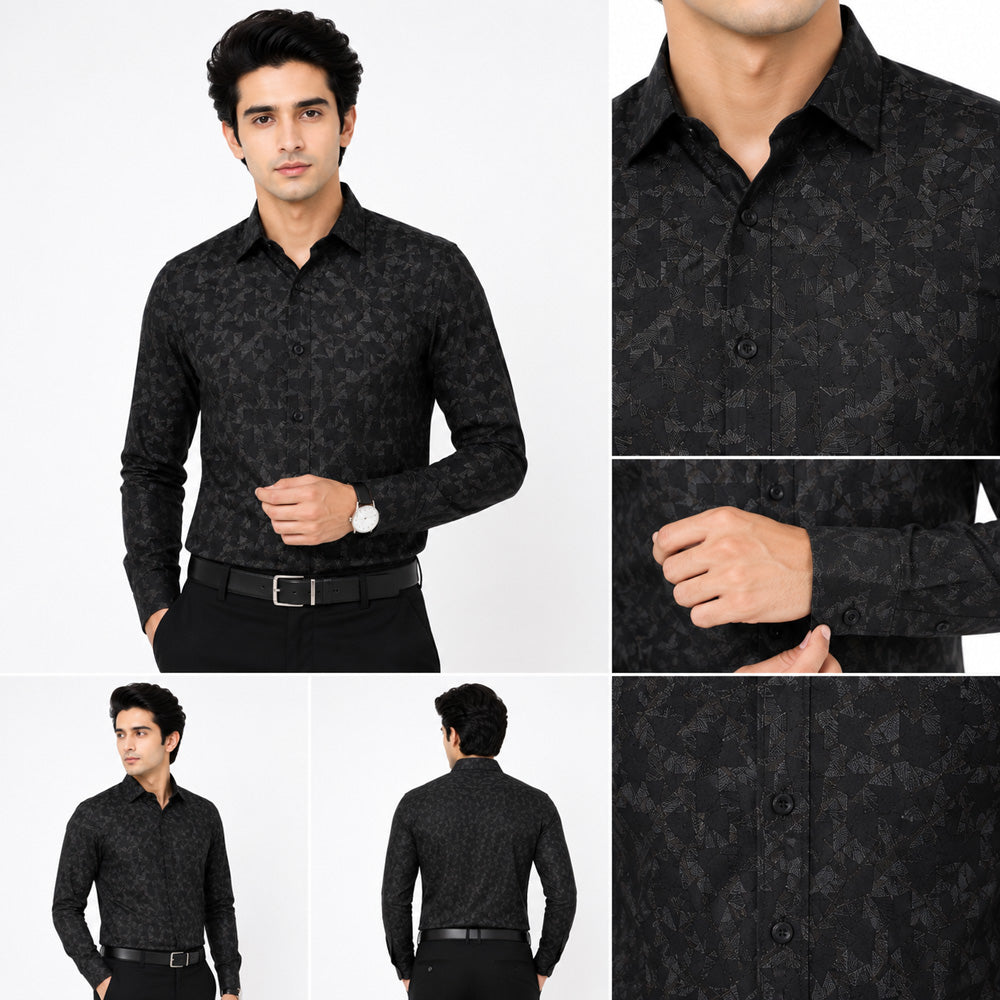 Men's Printed Regular Fit Semi Formal Shirt | Premium | 100% Cotton | Full Sleeves | Single Chest Pocket