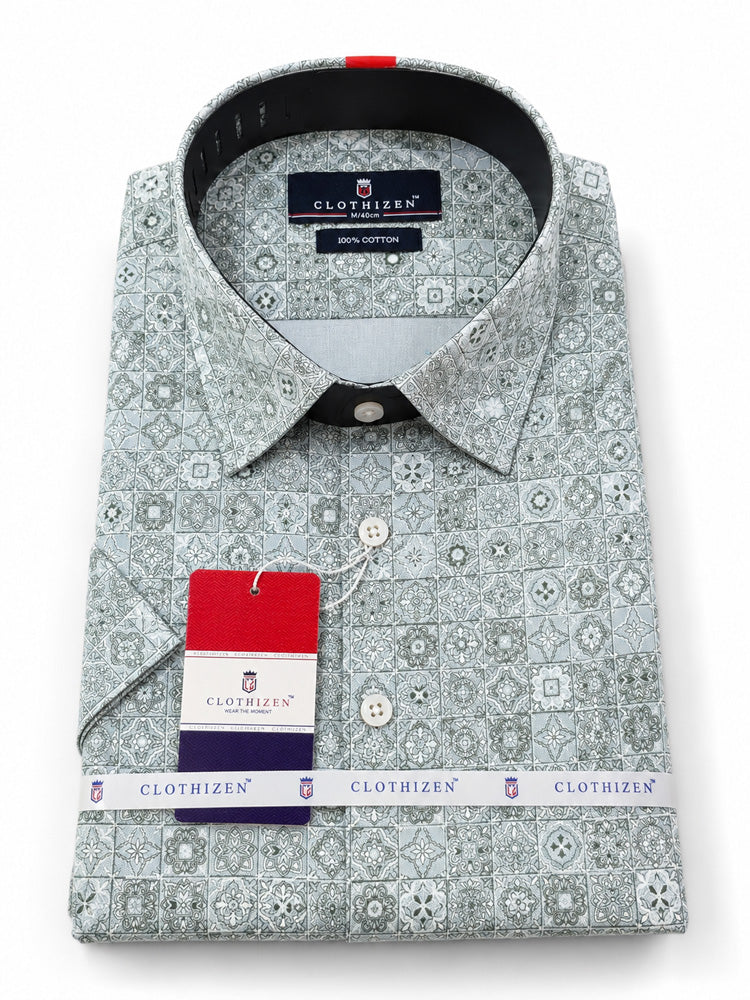 Men's Printed Slim Fit Semi Formal Shirt | Premium | 100% Cotton | Half Sleeves | Single Chest Pocket